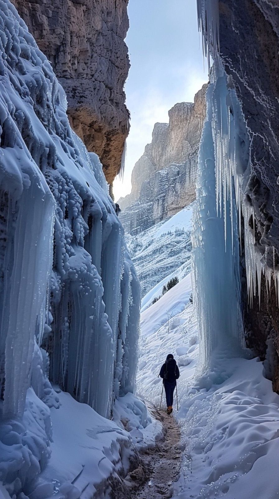 Frozen ice walk through Grotto Canyon — Banff Journey Grassi Lakes & Grotto Canyon hike