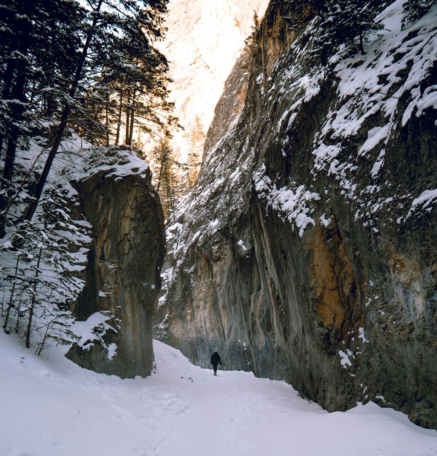 Snow-covered canyon hike at Grotto Canyon — Banff Journey Grassi Lakes & Grotto Canyon hike